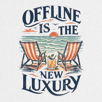 REVØRA Offline Luxury Beach Cocktail – Oversized Shirt in White, Rückenprint aus der Nähe