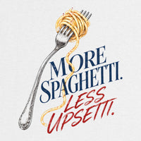 REVØRA More Spaghetti Less Upsetti – Oversized Shirt in White, Rückenprint aus der Nähe