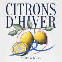 REVØRA Citrons d'Hiver – Hoodie in White, Rückenprint aus der Nähe