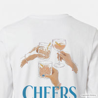 REVØRA Cheers – Longsleeve in White, Rückenprint aus der Nähe, KI-generierte Abbildung