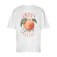 REVØRA Sweet Peach Please – Oversized Shirt in White, Rückansicht
