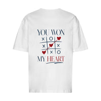 REVØRA You Won My Heart – Oversized Shirt in White, Rückansicht