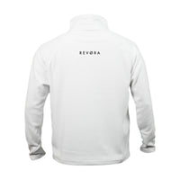 REVØRA – Fleecejacke in White, Rückansicht, KI-generierte Abbildung – Fleecejacke in White, Rückansicht
