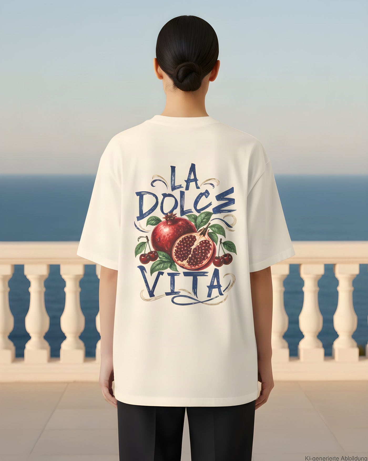 REVØRA La Dolce Vita Oversized Shirt, getragen, KI-generierte Abbildung