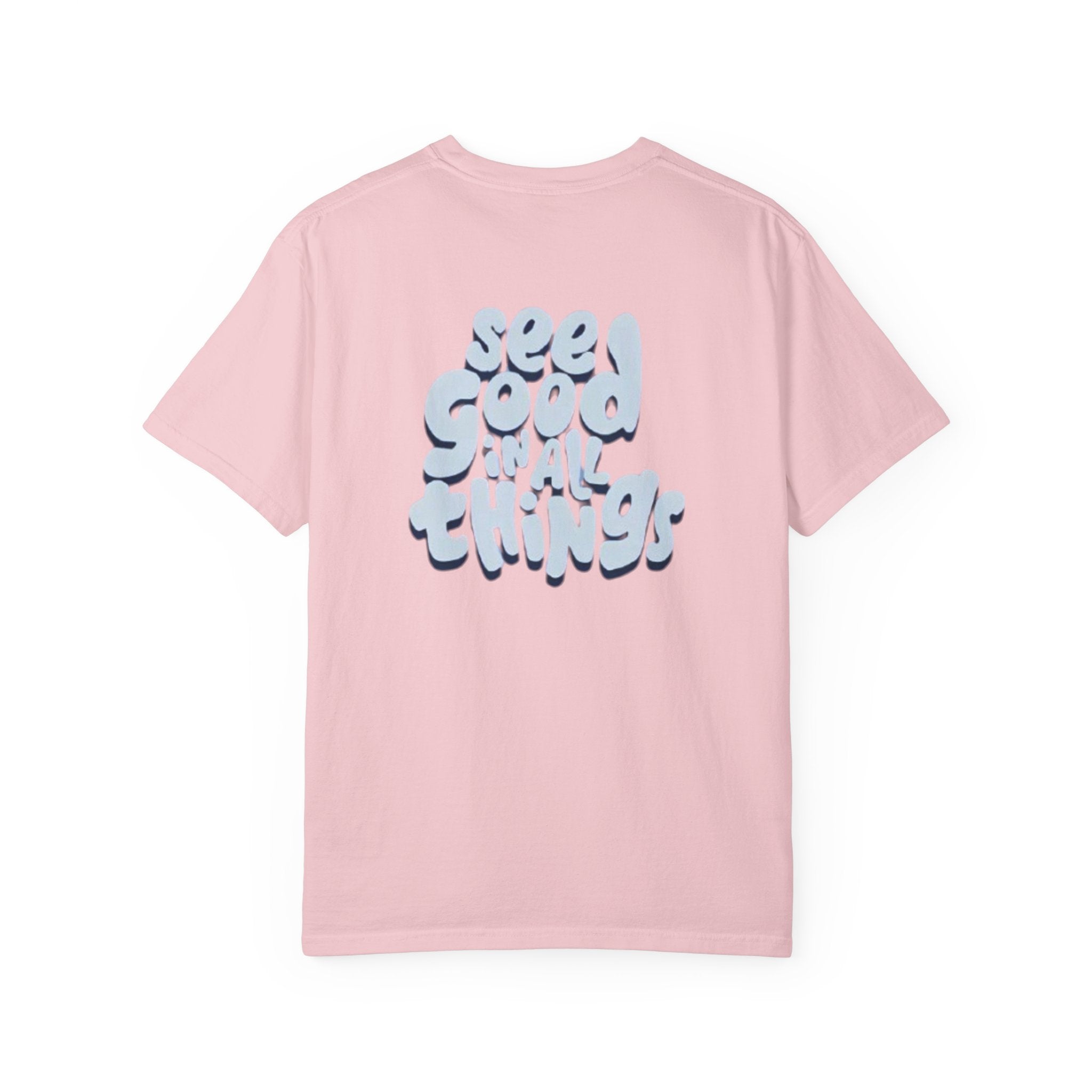 Rückansicht: Oversized T-Shirt mit großflächigem Print „See Good In All Things“ von REVØRA