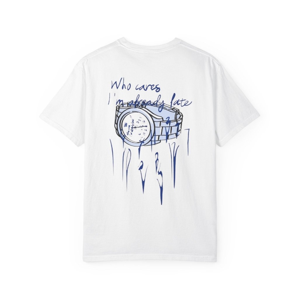 Who Cares Im Probably Late T-Shirt — Azur Club Humor Statement Shirt REVØRA