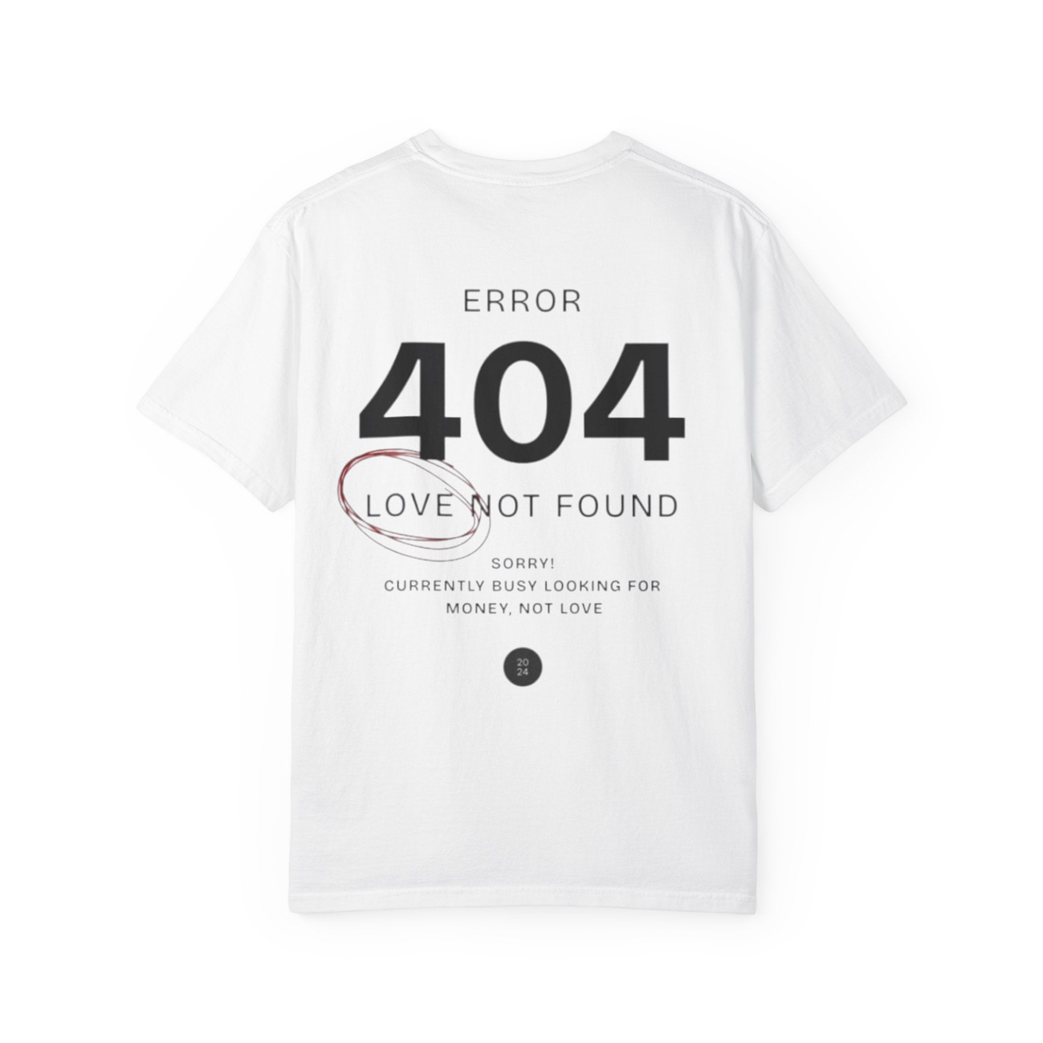 Rückansicht: Oversized T-Shirt mit großflächigem Print „404 Love Not Found“ von REVØRA