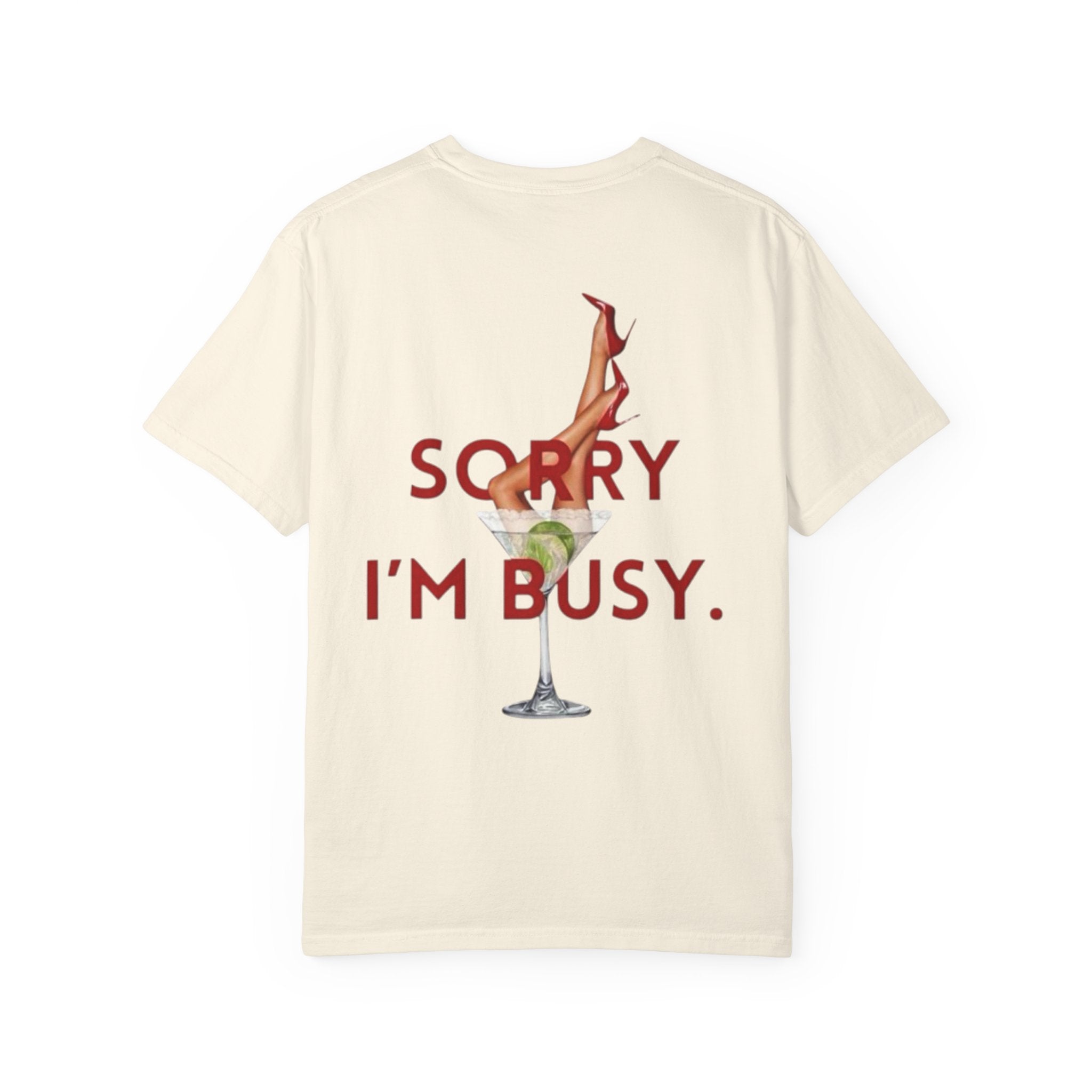 Rückansicht: Oversized T-Shirt mit großflächigem Print „Sorry I'm Busy“ von REVØRA