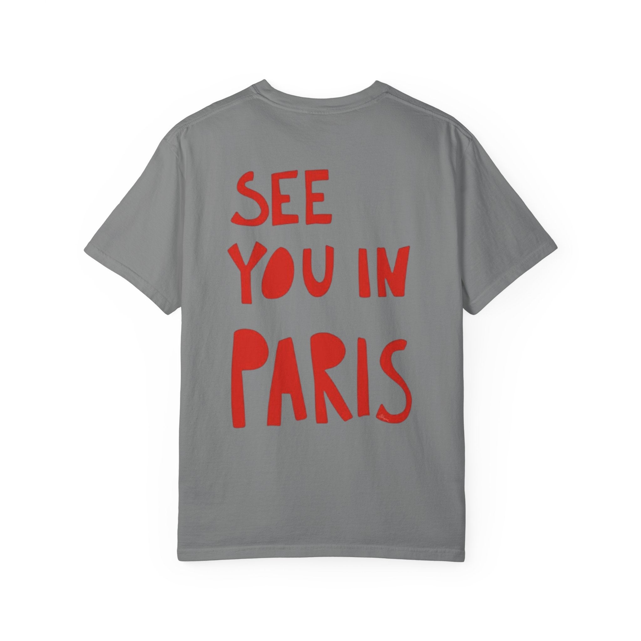 Rückansicht: Oversized T-Shirt mit großflächigem Print „See You In Paris“ von REVØRA