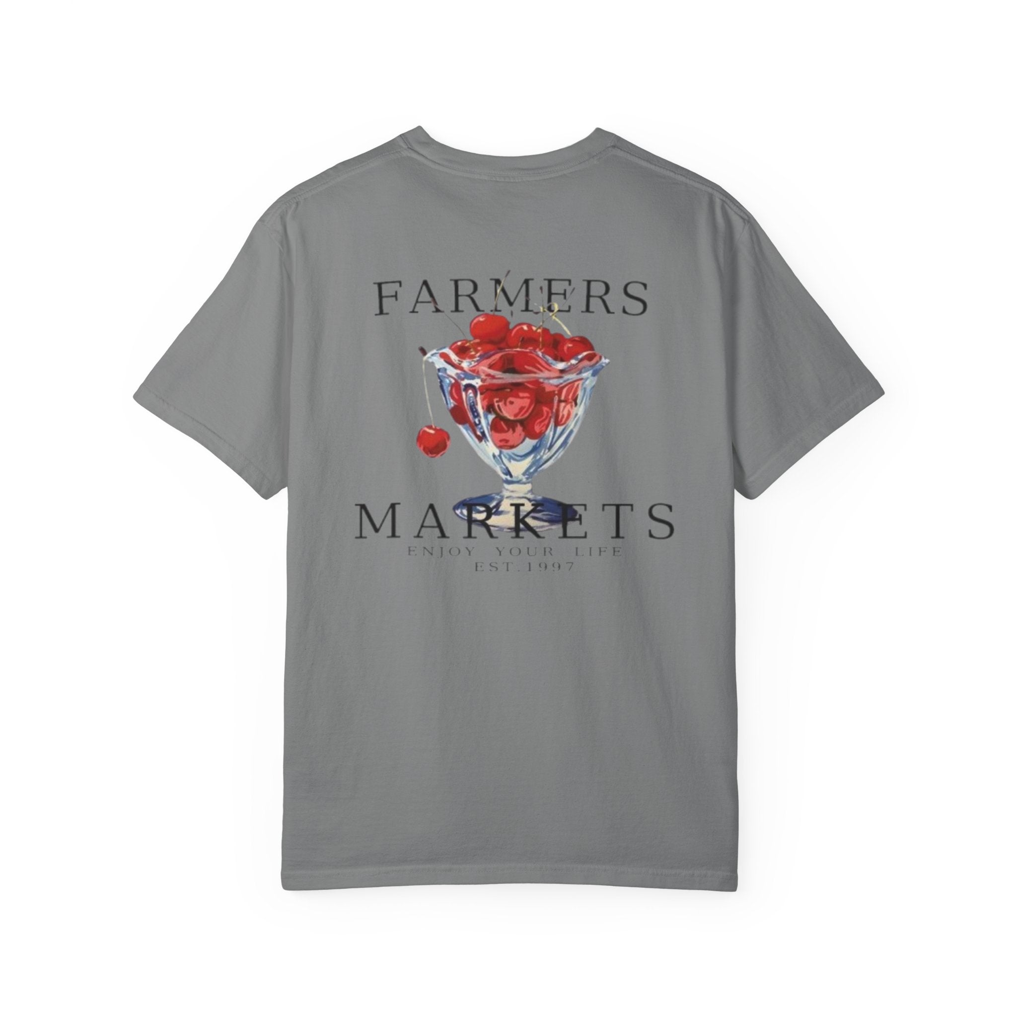 Rückansicht: Oversized T-Shirt mit großflächigem Print „Farmers Markets“ von REVØRA