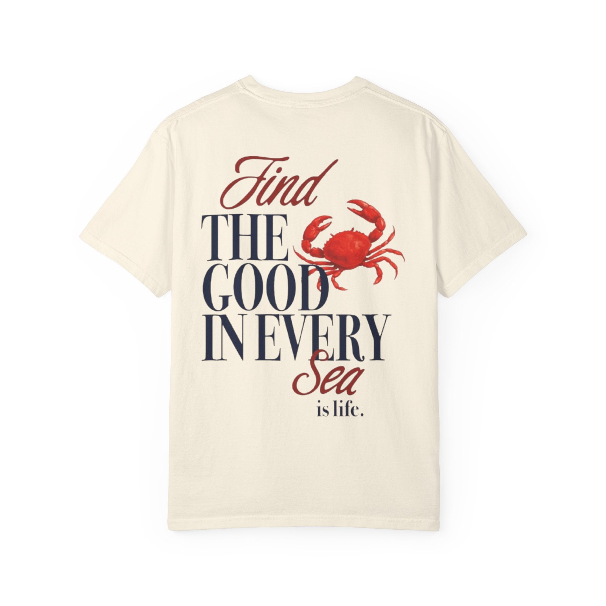 Rückansicht: Oversized T-Shirt mit großflächigem Print „Find The Good“ von REVØRA
