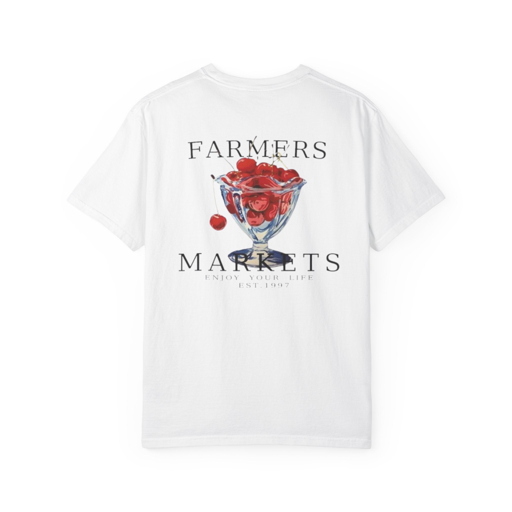 Rückansicht: Oversized T-Shirt mit großflächigem Print „Farmers Markets“ von REVØRA