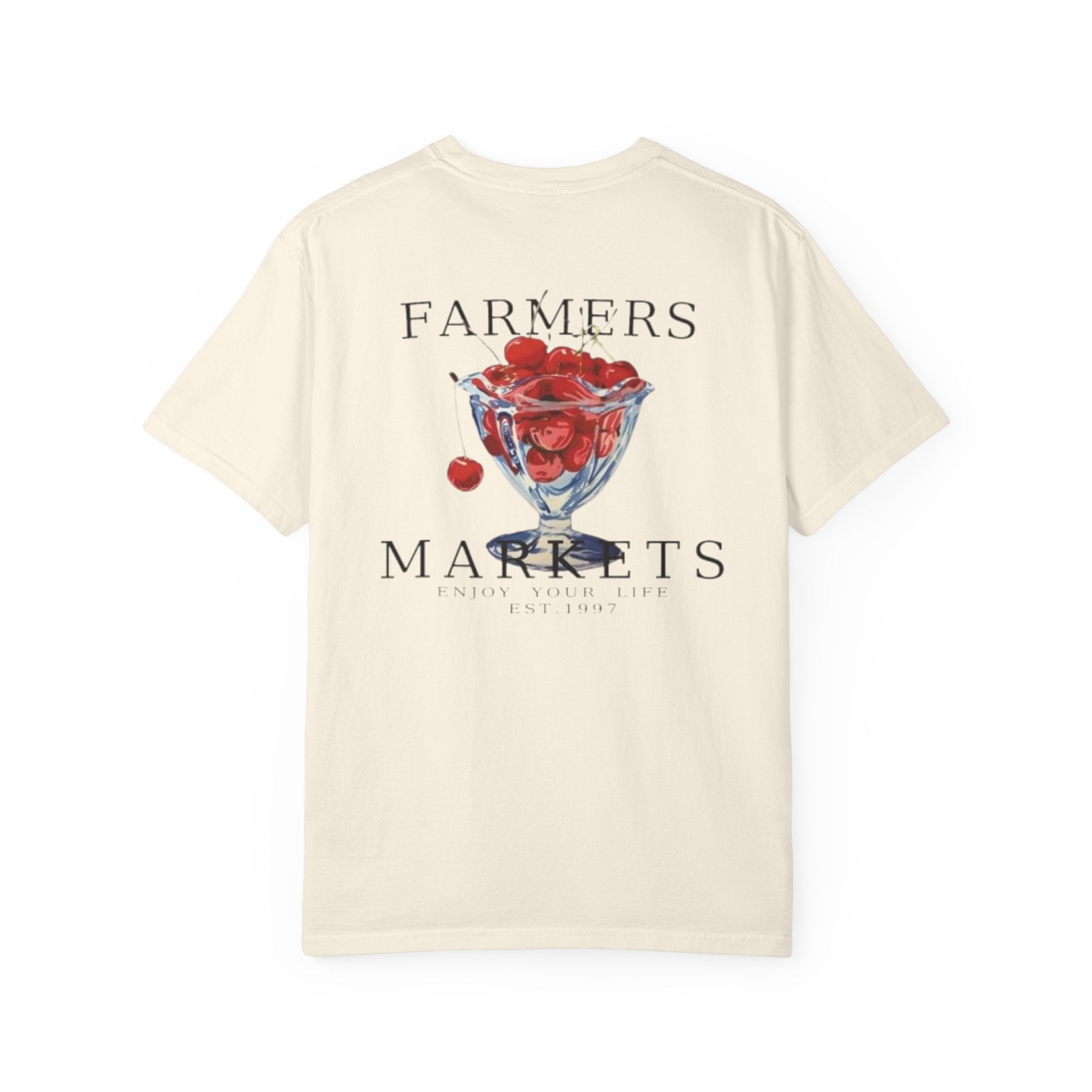 Rückansicht: Oversized T-Shirt mit großflächigem Print „Farmers Markets“ von REVØRA