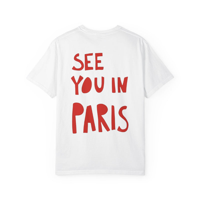 Rückansicht: Oversized T-Shirt mit großflächigem Print „See You In Paris“ von REVØRA