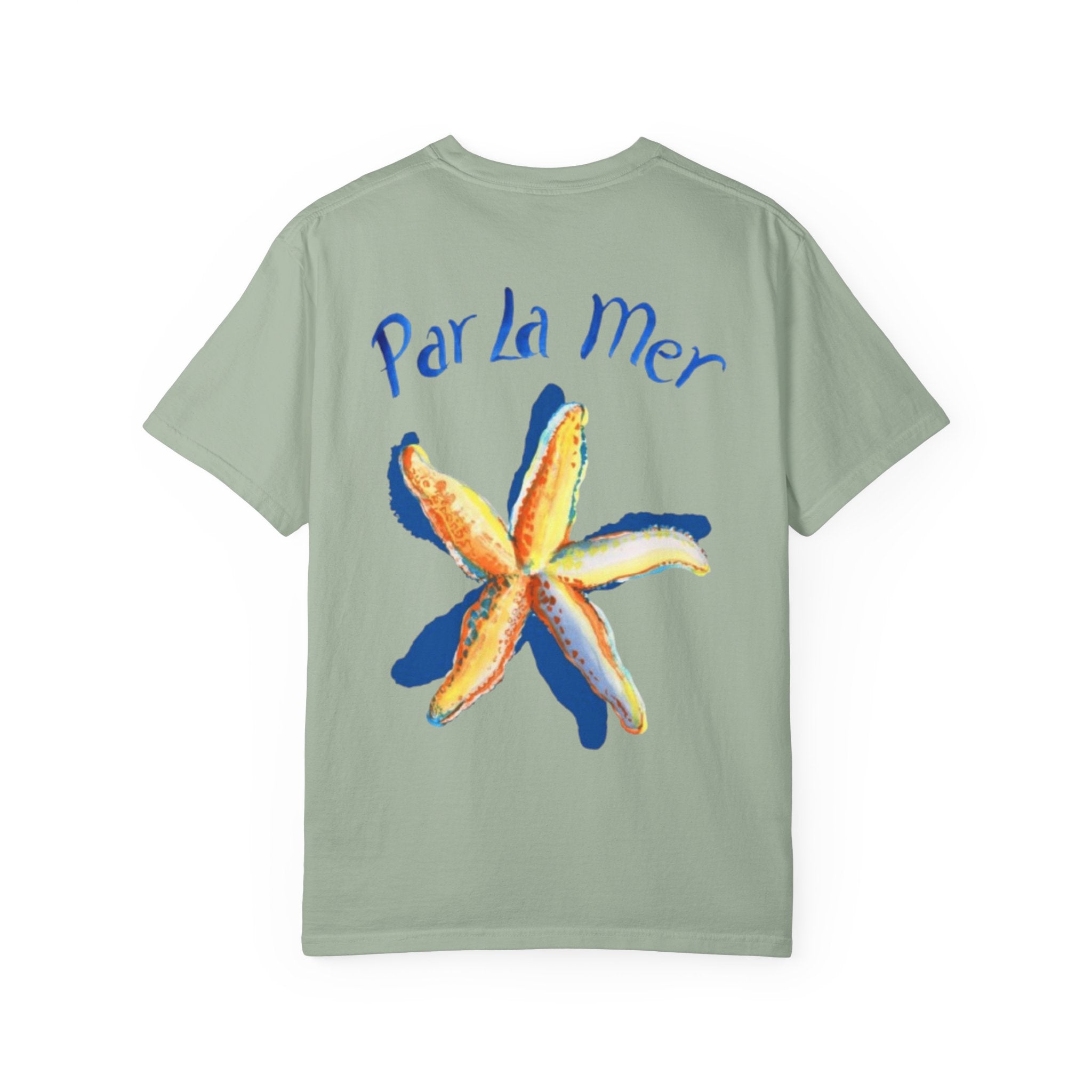 Rückansicht: Oversized T-Shirt mit großflächigem Print „Par La Mer“ von REVØRA