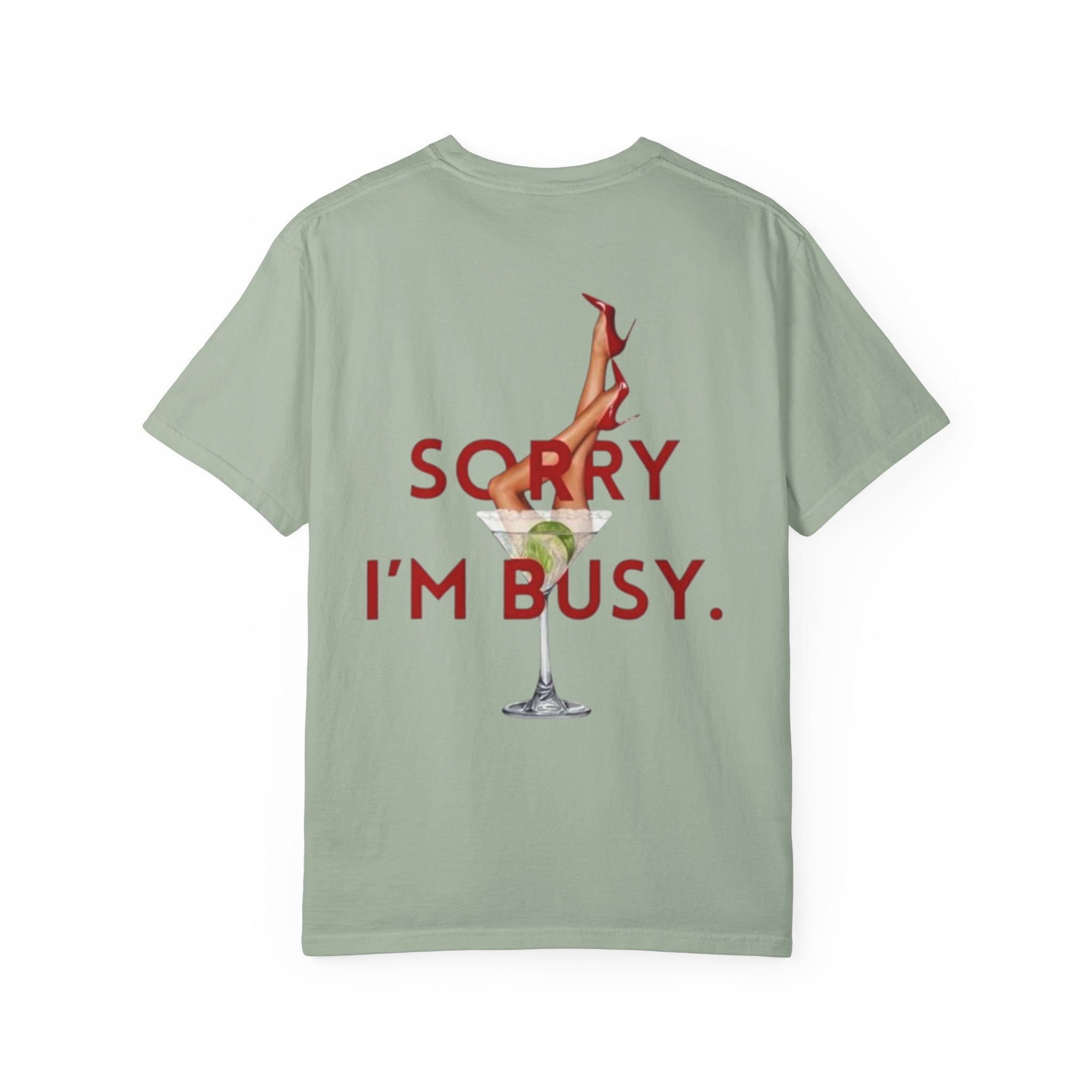 Rückansicht: Oversized T-Shirt mit großflächigem Print „Sorry I'm Busy“ von REVØRA