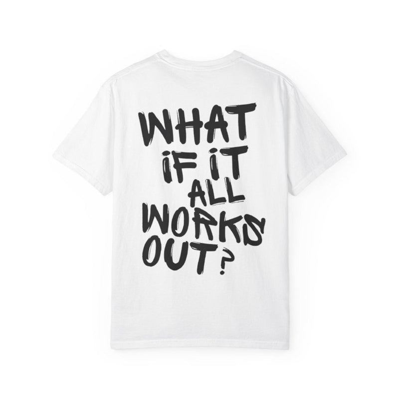Rückansicht: Oversized T-Shirt mit großflächigem Print „What If It All Works Out“ von REVØRA