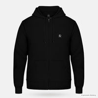 REVØRA Olives d'Hiver – Zip-Hoodie in Black, Brustzeichen RØ, gedruckt