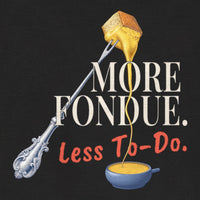REVØRA More Fondue, Less To-Do – Hoodie in Black, Rückenprint aus der Nähe