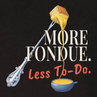 REVØRA More Fondue, Less To-Do – Sweatshirt in Black, Rückenprint aus der Nähe