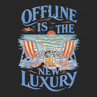 REVØRA Offline Luxury Beach Cocktail – Oversized Shirt in Black, Rückenprint aus der Nähe