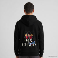 REVØRA Vin Chaud Club – Zip-Hoodie in Black, getragen, Rückansicht