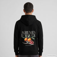 REVØRA Agrumes d'Hiver – Zip-Hoodie in Black, getragen, Rückansicht