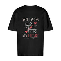REVØRA You Won My Heart – Oversized Shirt in Black, Rückansicht