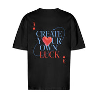 REVØRA Create Your Own Luck – Oversized Shirt in Black, Rückansicht