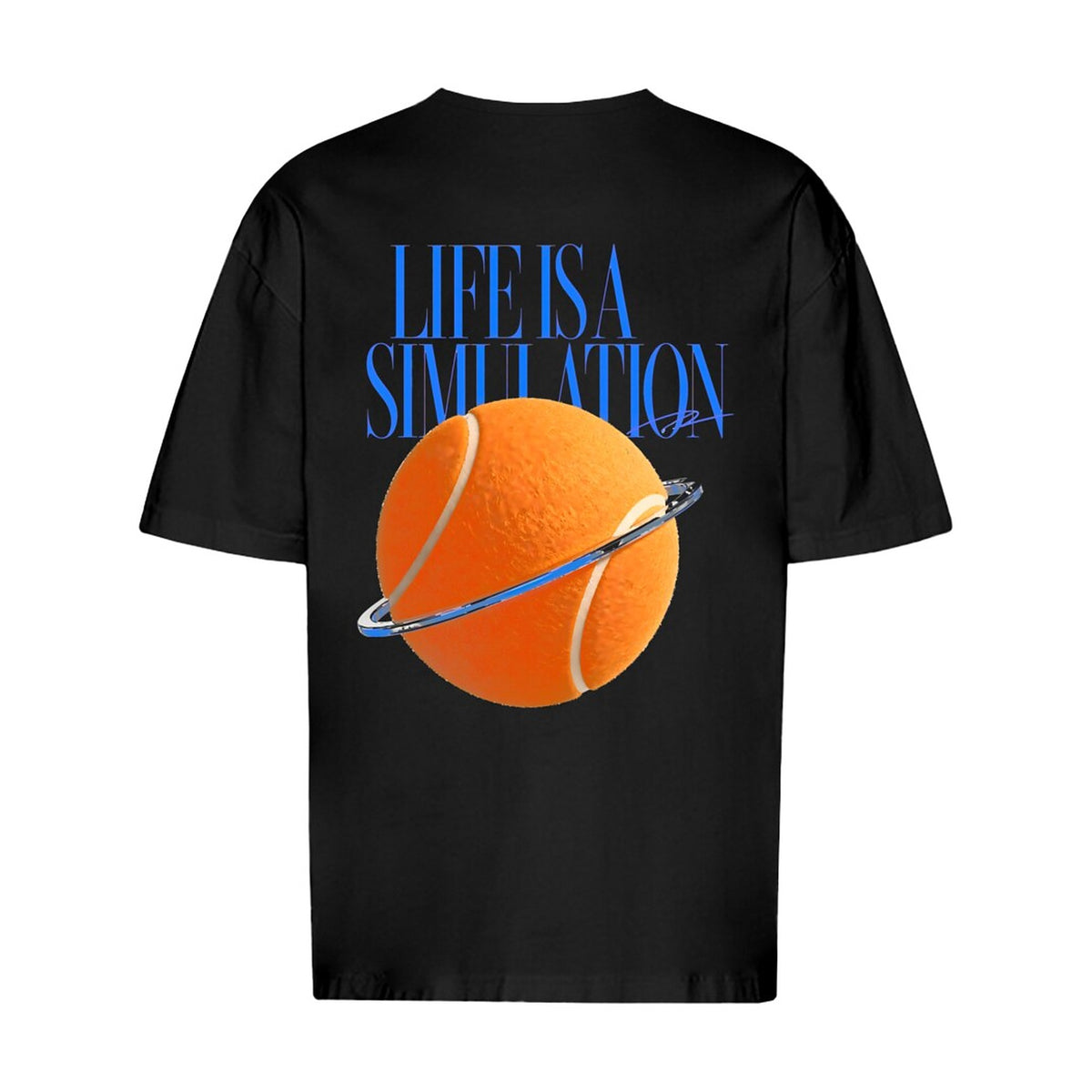 REVØRA Life Is A Simulation – Oversized Shirt in Black, Rückansicht