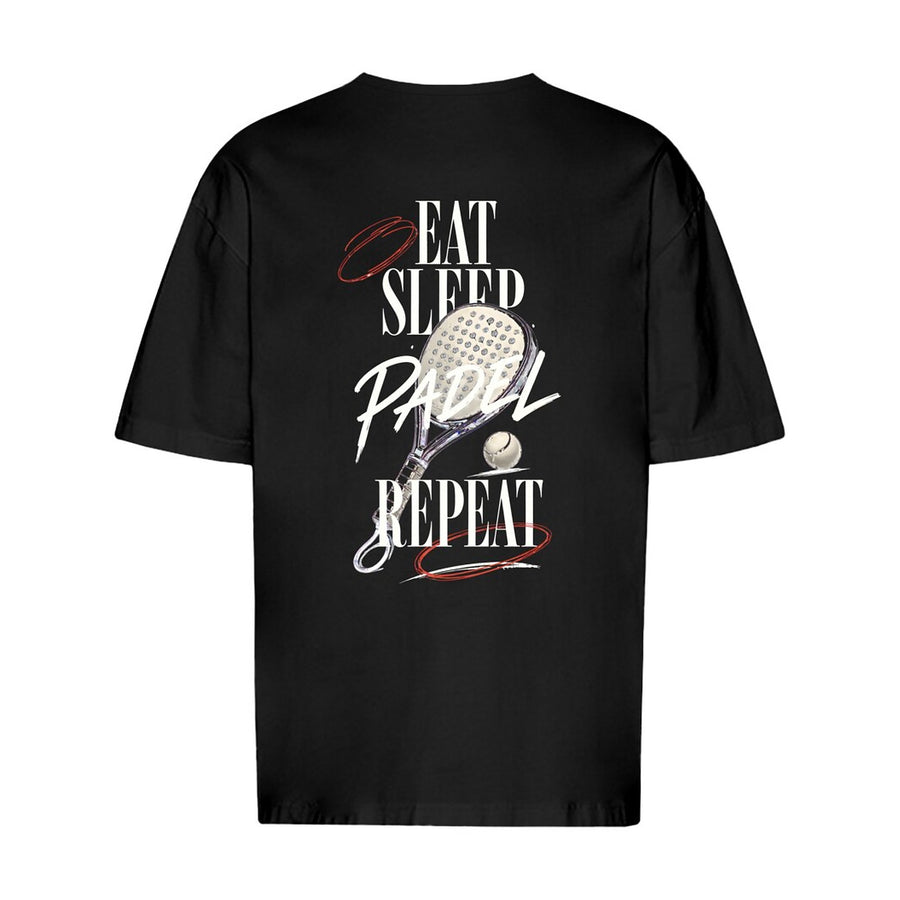 REVØRA Eat Sleep Padel Repeat – Oversized Shirt in Black, Rückansicht