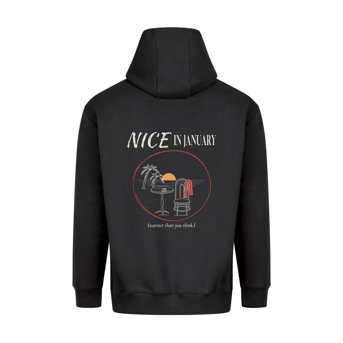 REVØRA Nice In January – Hoodie in Black, Rückansicht