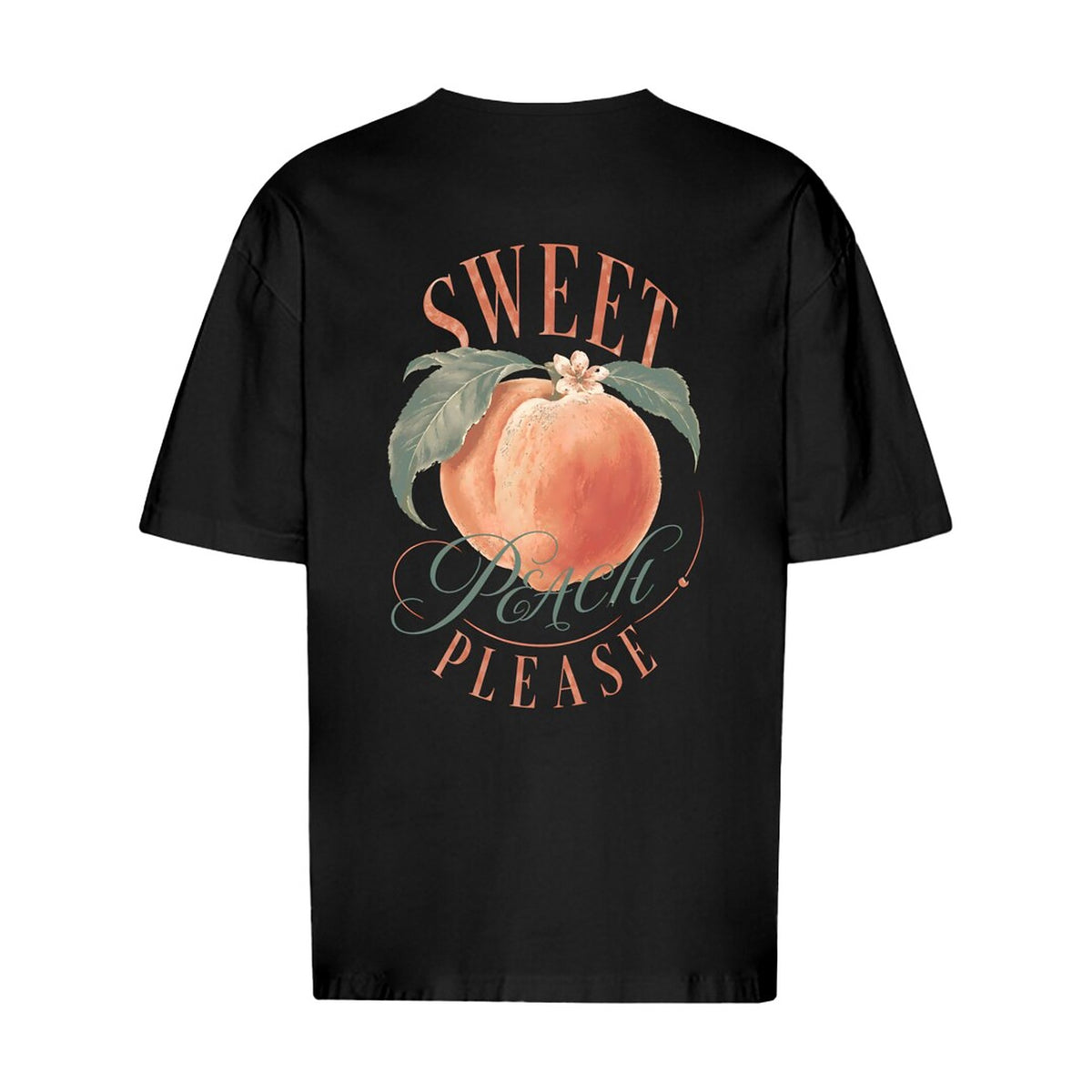 REVØRA Sweet Peach Please – Oversized Shirt in Black, Rückansicht