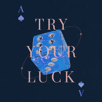 REVØRA Try Your Luck – Oversized Shirt in French Navy, Rückenprint aus der Nähe