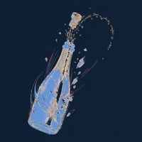 REVØRA Pop The Cork – Oversized Shirt in French Navy, Rückenprint aus der Nähe
