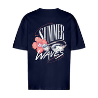 REVØRA Summer Waves – Oversized Shirt in French Navy, Rückansicht