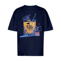 REVØRA Vintage Cocktail – Oversized Shirt in French Navy, Rückansicht