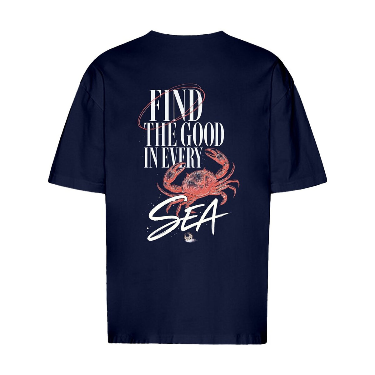 REVØRA Find The Good In Every Sea – Oversized Shirt in French Navy, Rückansicht