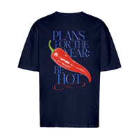 REVØRA Plans For The Year Be Hot – Oversized Shirt in French Navy, Rückansicht