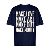 REVØRA Make Love Make Art Oversized T-Shirt – Oversized Shirt in French Navy, Rückansicht