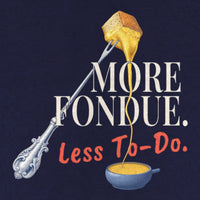 REVØRA More Fondue, Less To-Do – Hoodie in French Navy, Rückenprint aus der Nähe