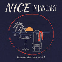 REVØRA Nice In January – Hoodie in French Navy, Rückenprint aus der Nähe