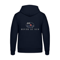 REVØRA Hiver au Sud – Zip-Hoodie in French Navy, Rückansicht