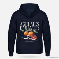 REVØRA Agrumes d'Hiver – Zip-Hoodie in French Navy, Rückansicht