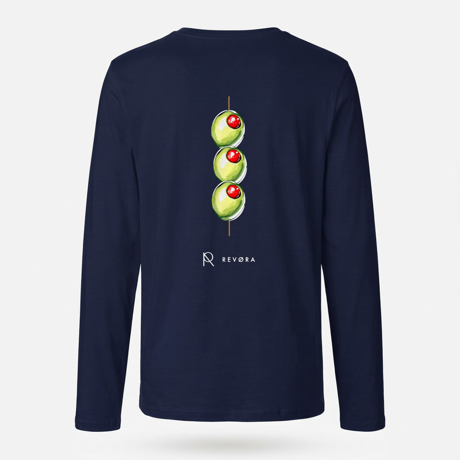 REVØRA Revøra Olive Club – Longsleeve in French Navy, Rückansicht, KI-generierte Abbildung
