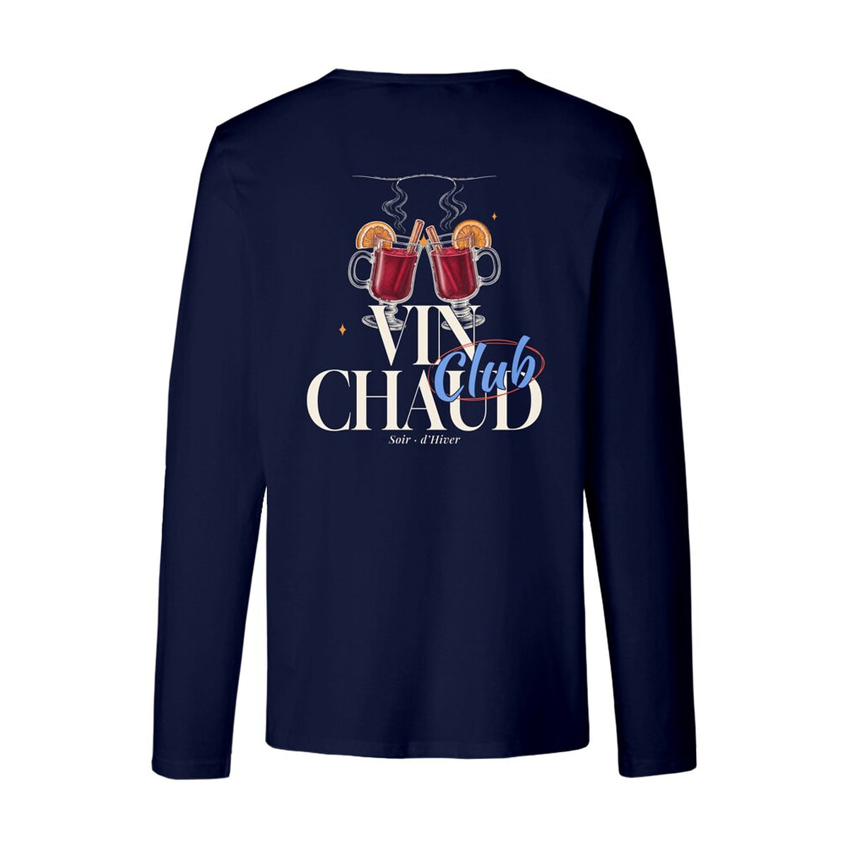 REVØRA Vin Chaud Club – Longsleeve in French Navy, Rückansicht