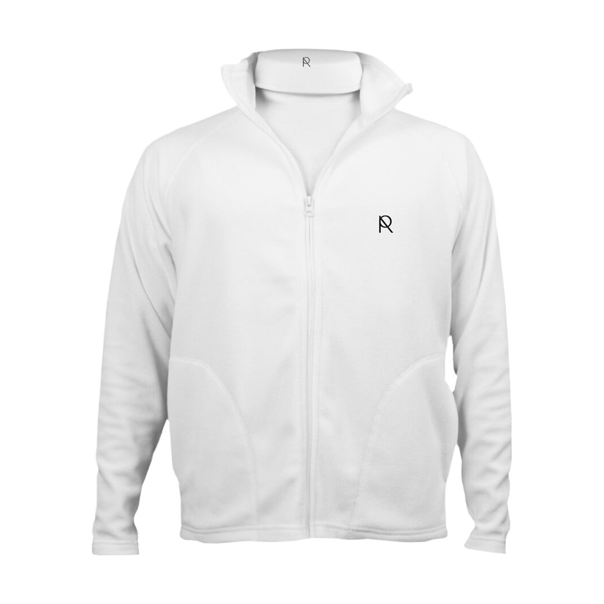 REVØRA Clean – Fleecejacke in White, Brustzeichen RØ, gedruckt
