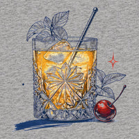 REVØRA Vintage Cocktail – Oversized Shirt in Heather Grey, Rückenprint aus der Nähe