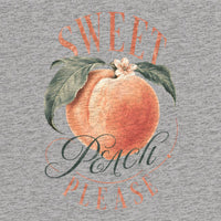 REVØRA Sweet Peach Please – Oversized Shirt in Heather Grey, Rückenprint aus der Nähe