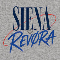 REVØRA Siena Revora – Oversized Shirt in Heather Grey, Rückenprint aus der Nähe